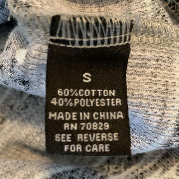 Carbon Shirt Mens Small Gray Blue Aztec Thermal Long Sleeve Crewneck Waffle Knit - Picture 3 of 7